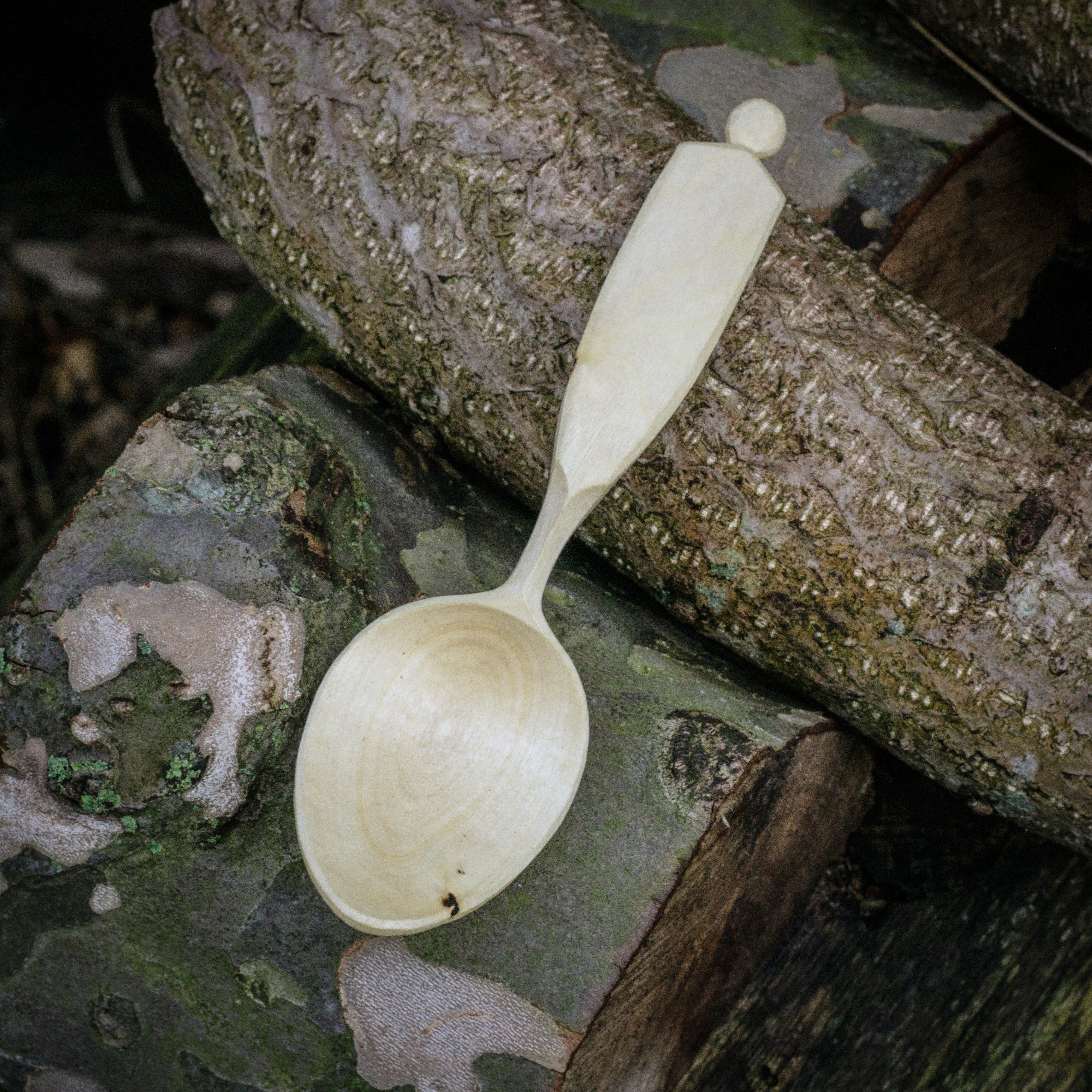 green woodworking hand carved wooden spoon