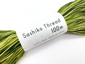 Variegated sashiko thread greens and yellows
